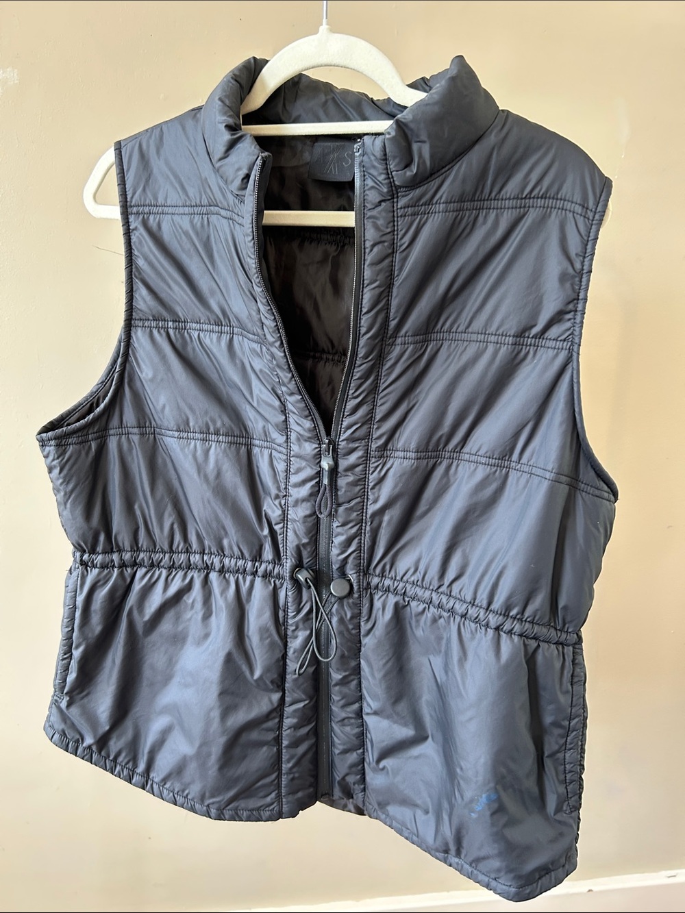 Classic Black Quilted Puffer Vest with cinch waist - Women's XL